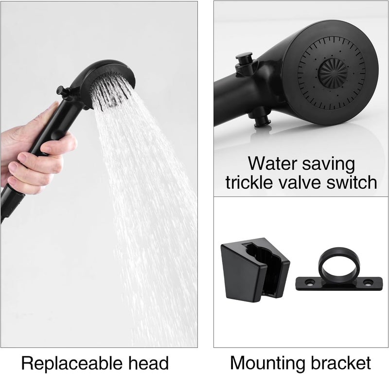 LavishStream RV Shower Faucet with Handheld Showerhead & Hose, 4" ABS Shower Set, Leak & Rust Resistant for RV Camper Motorhome Travel Trailer (Black, Indoor/Outdoor Use) - Image 5